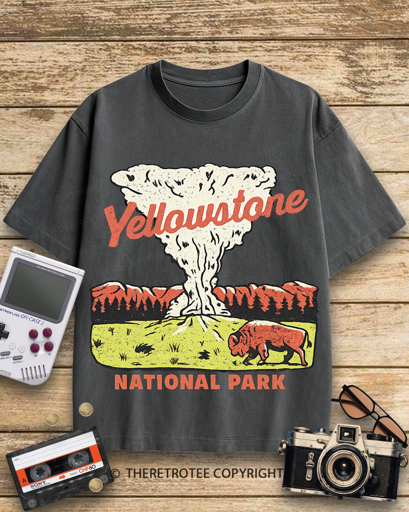 TheRetroTee Yellowstone National Park Old Faithful 1940s Cotton T-Shirt