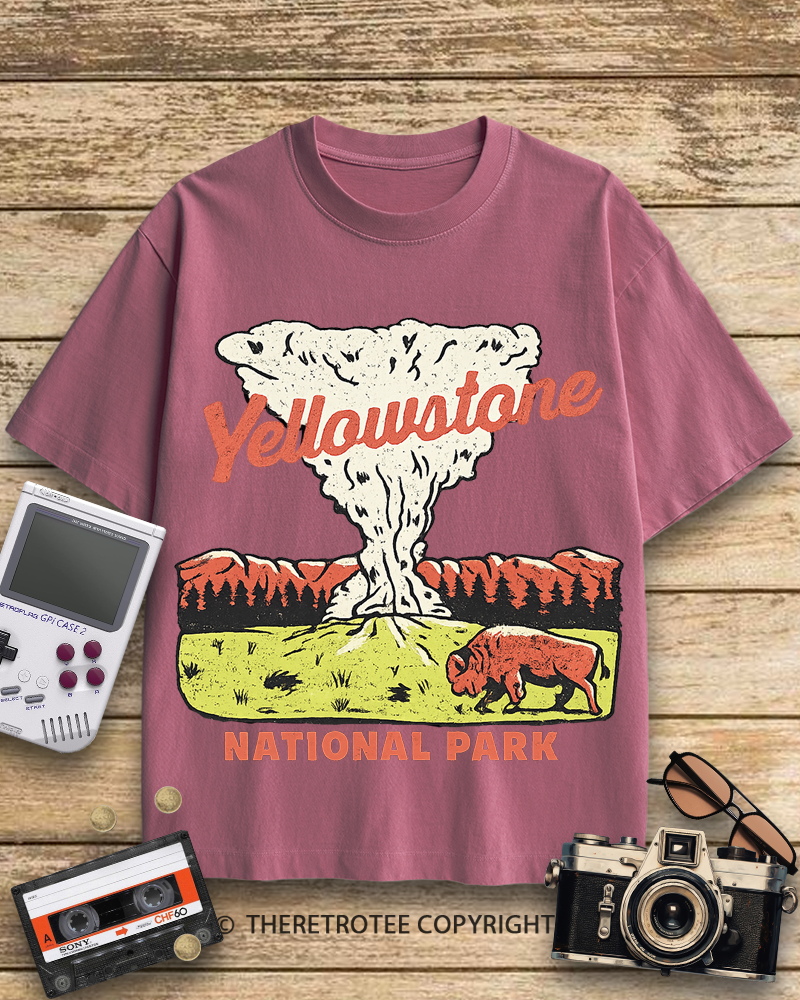 TheRetroTee Yellowstone National Park Old Faithful 1940s Cotton T-Shirt