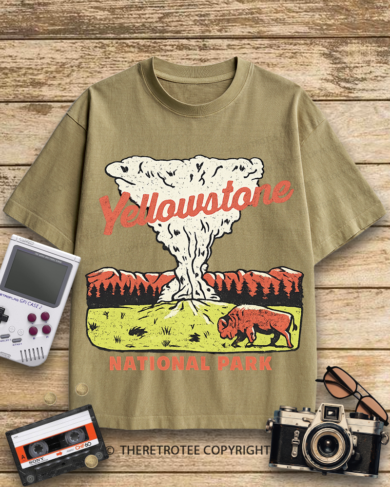 TheRetroTee Yellowstone National Park Old Faithful 1940s Cotton T-Shirt