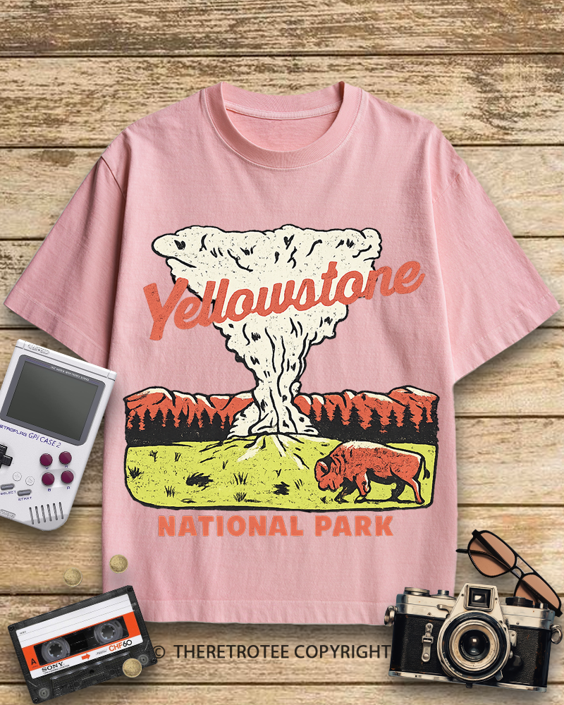 TheRetroTee Yellowstone National Park Old Faithful 1940s Cotton T-Shirt