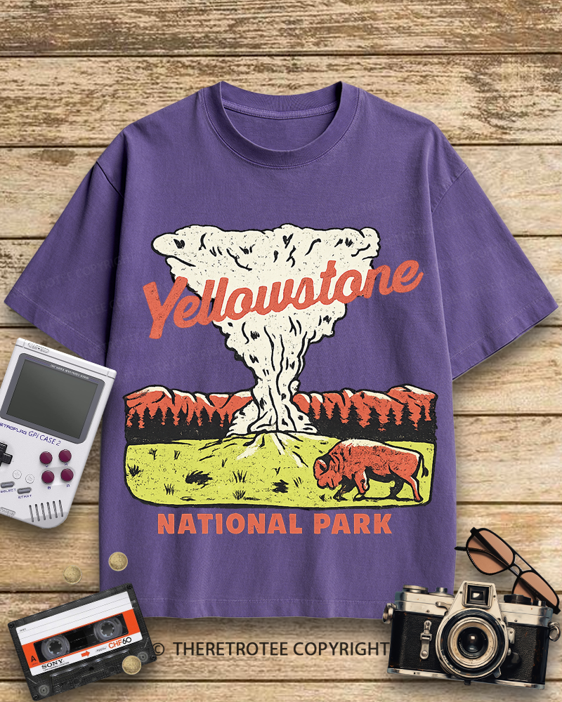 TheRetroTee Yellowstone National Park Old Faithful 1940s Cotton T-Shirt