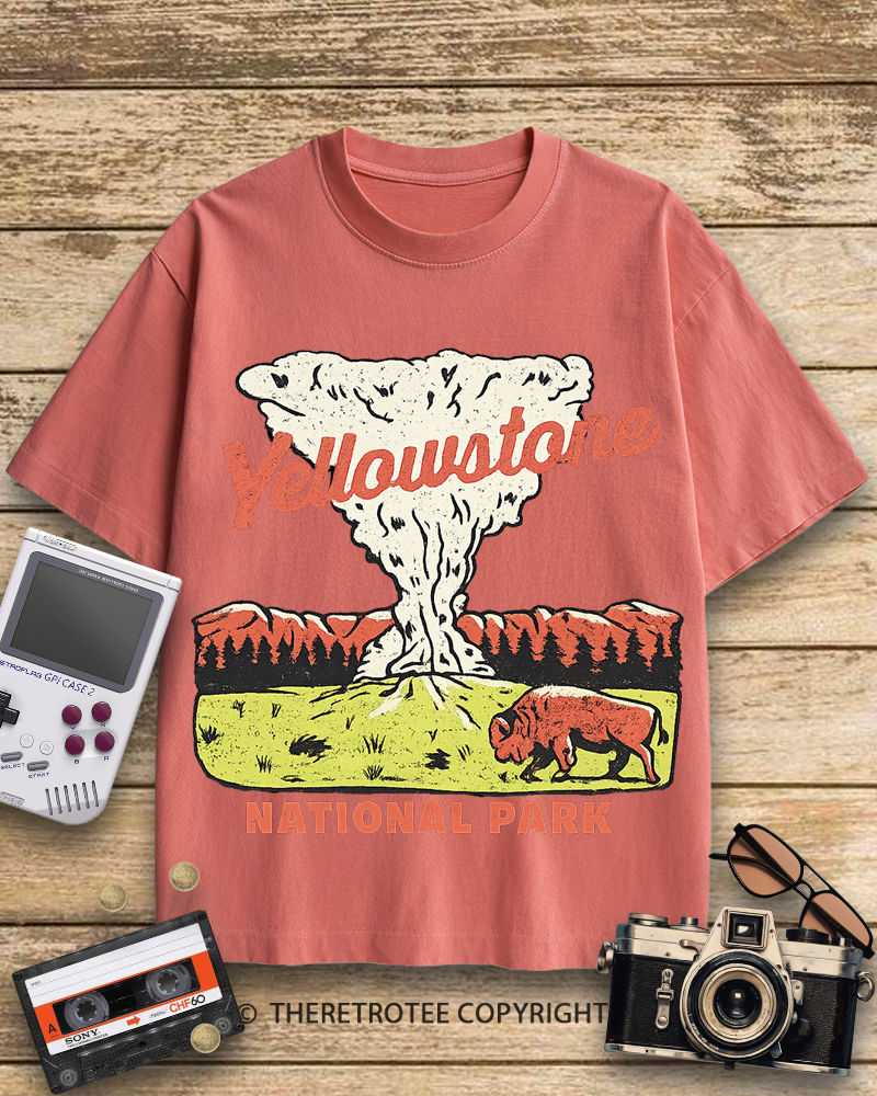 TheRetroTee Yellowstone National Park Old Faithful 1940s Cotton T-Shirt