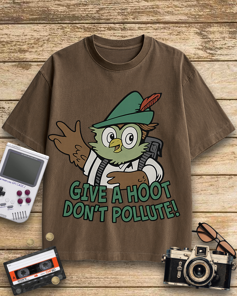 TheRetroTee Woodsy Owl Give a Hoot Don't Pollute 1970s Cotton T-Shirt