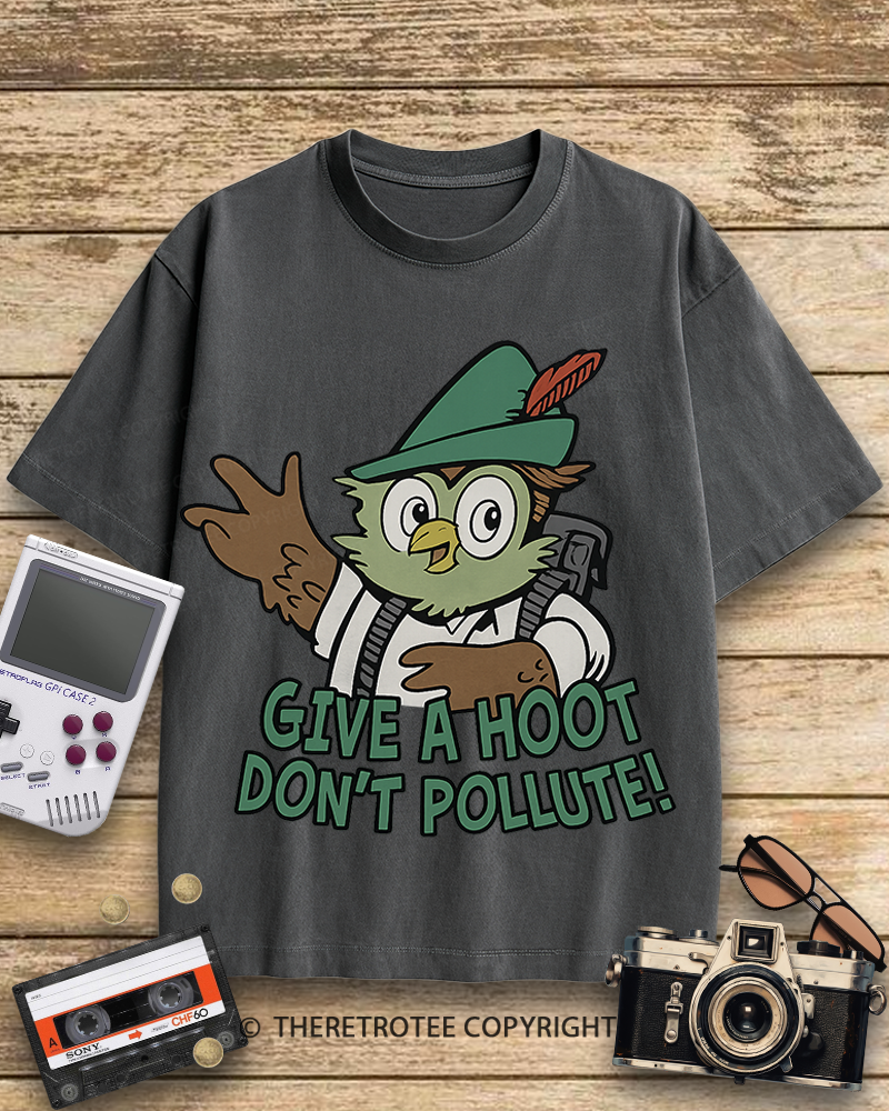 TheRetroTee Woodsy Owl Give a Hoot Don't Pollute 1970s Cotton T-Shirt