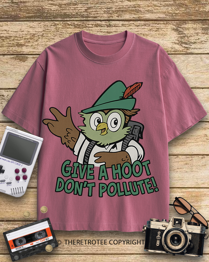 TheRetroTee Woodsy Owl Give a Hoot Don't Pollute 1970s Cotton T-Shirt