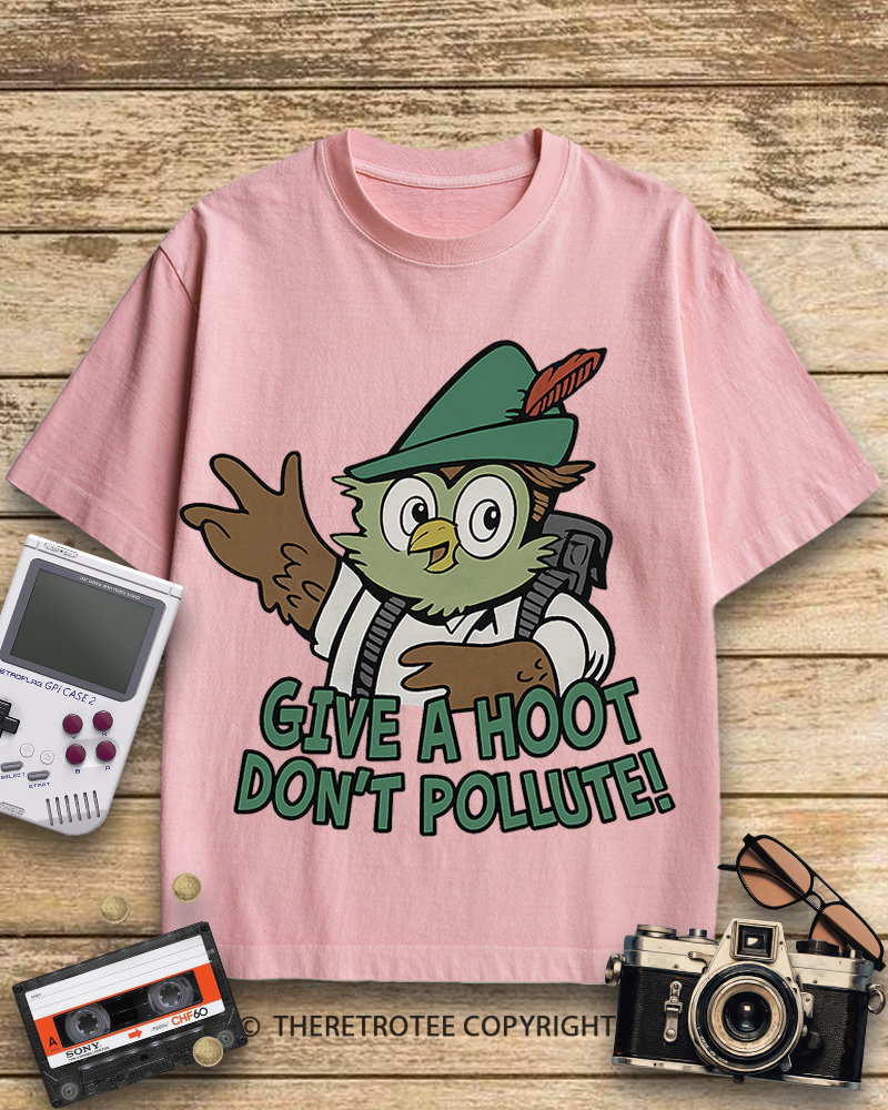 TheRetroTee Woodsy Owl Give a Hoot Don't Pollute 1970s Cotton T-Shirt