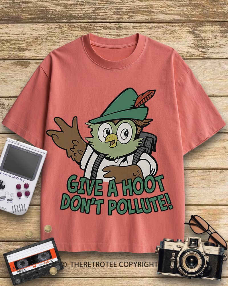 TheRetroTee Woodsy Owl Give a Hoot Don't Pollute 1970s Cotton T-Shirt