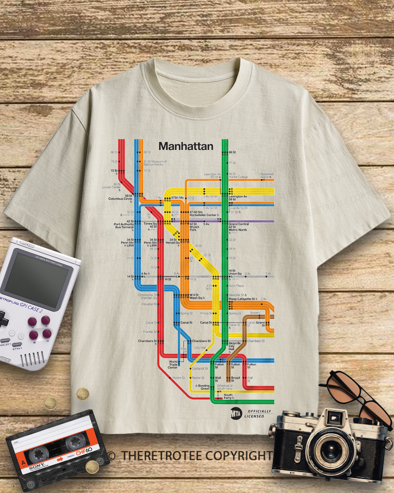 TheRetroTee Manhattan Metro Map 1970s Cotton T-Shirt