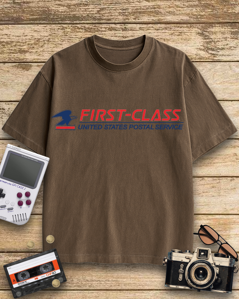 TheRetroTee USPS  First-Class Mail Logo 1970s Cotton T-Shirt