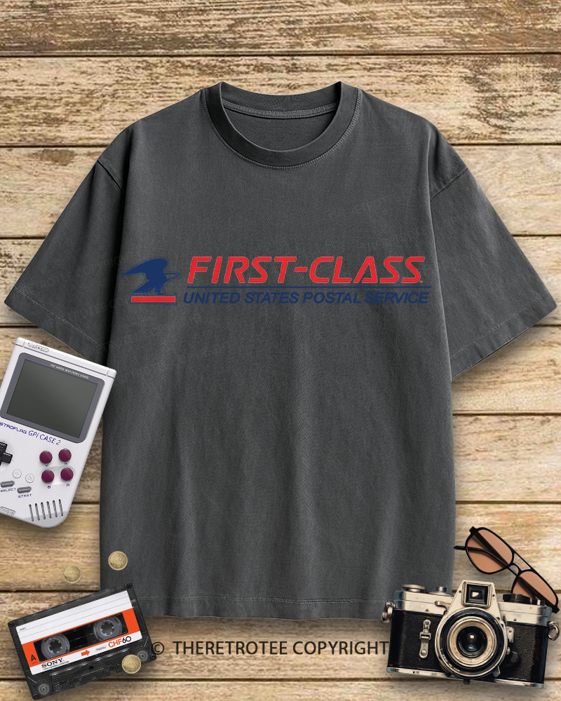 TheRetroTee USPS  First-Class Mail Logo 1970s Cotton T-Shirt