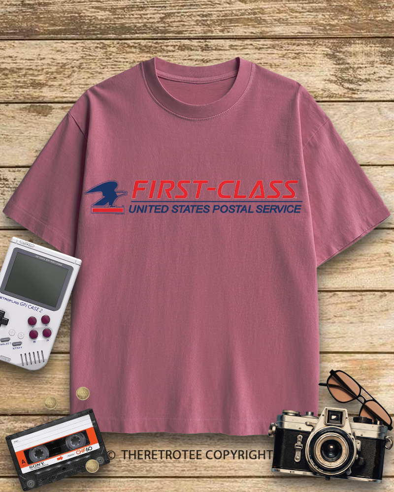 TheRetroTee USPS  First-Class Mail Logo 1970s Cotton T-Shirt