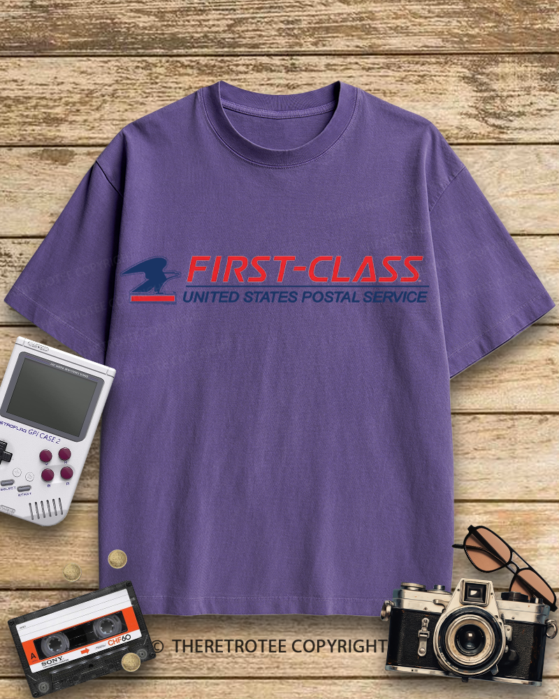 TheRetroTee USPS  First-Class Mail Logo 1970s Cotton T-Shirt