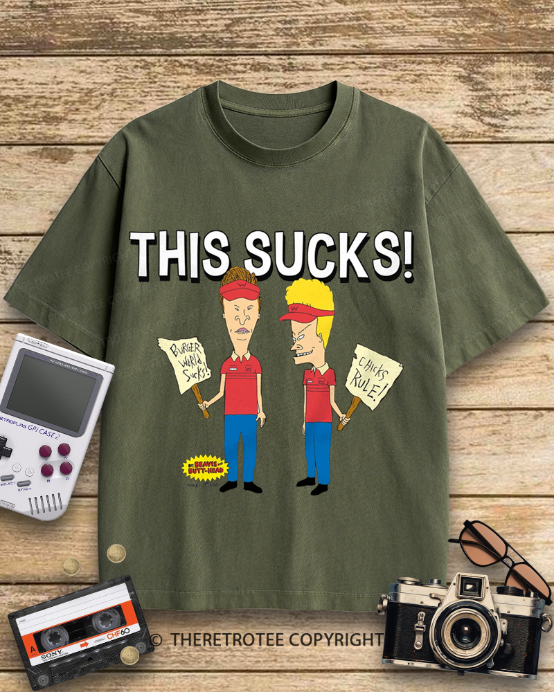 TheRetroTee Beavis and Butthead This Sucks! 1990s Cotton T-Shirt