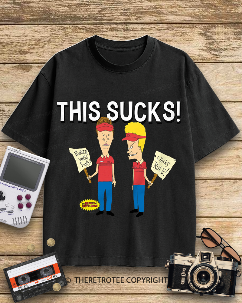 TheRetroTee Beavis and Butthead This Sucks! 1990s Cotton T-Shirt