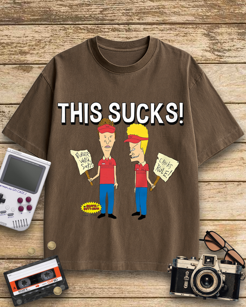 TheRetroTee Beavis and Butthead This Sucks! 1990s Cotton T-Shirt