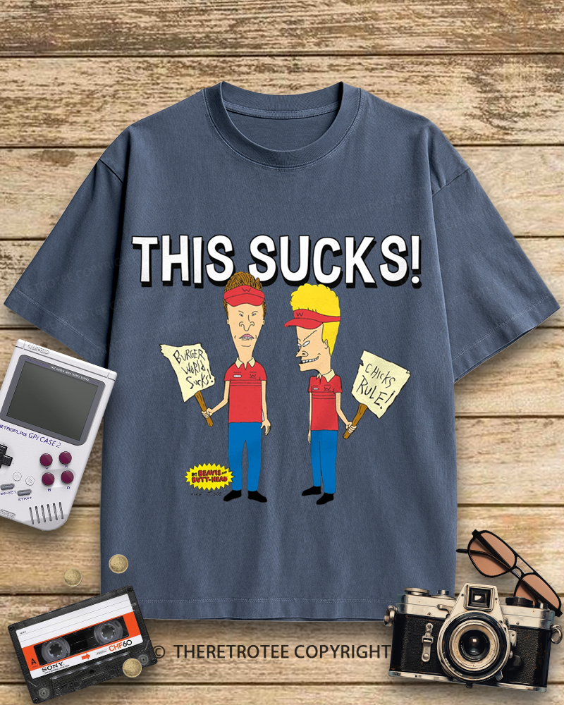 TheRetroTee Beavis and Butthead This Sucks! 1990s Cotton T-Shirt
