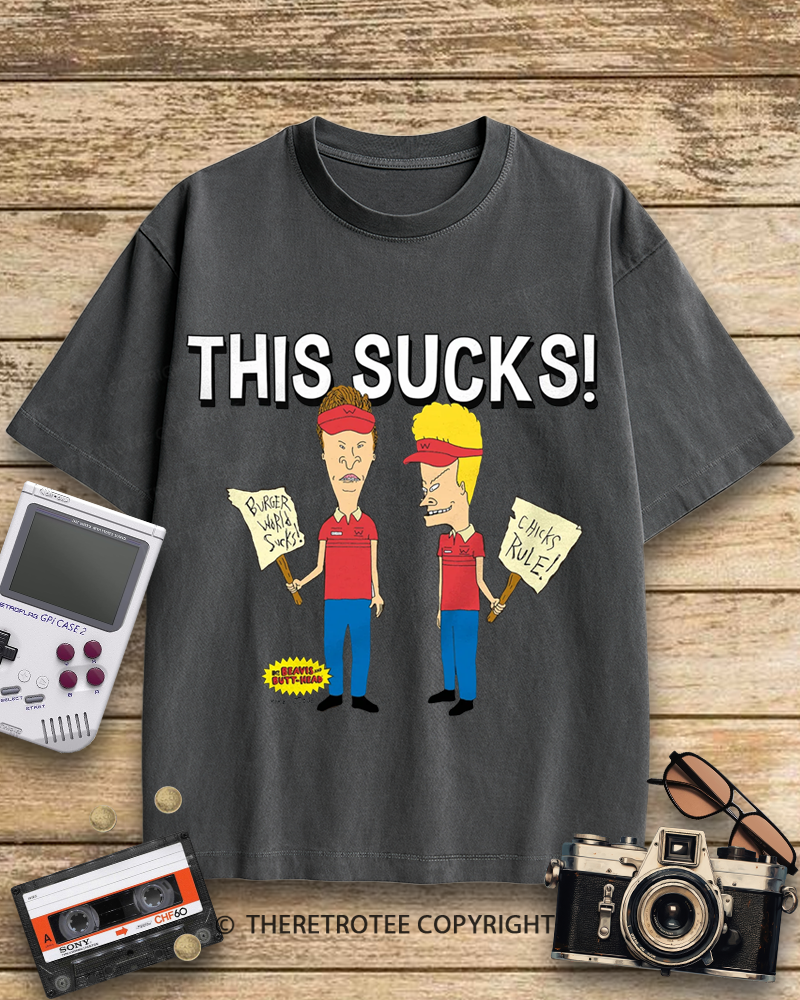 TheRetroTee Beavis and Butthead This Sucks! 1990s Cotton T-Shirt