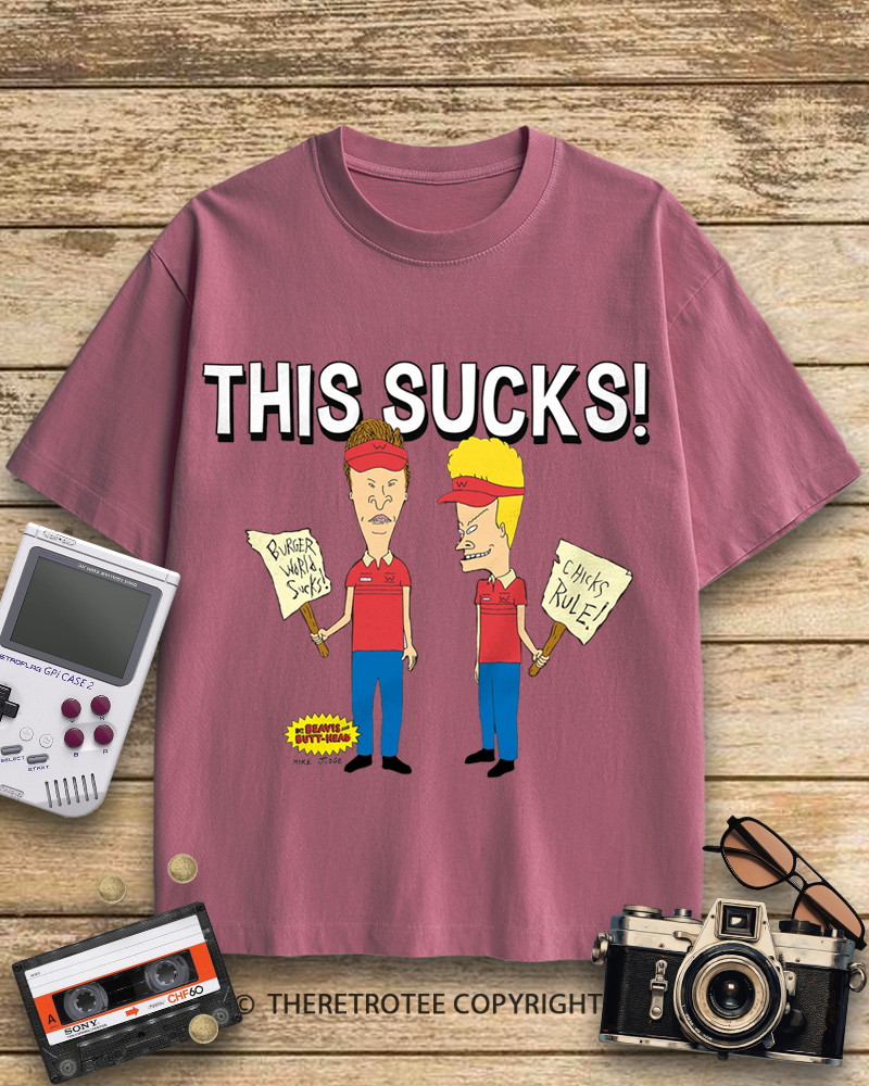 TheRetroTee Beavis and Butthead This Sucks! 1990s Cotton T-Shirt