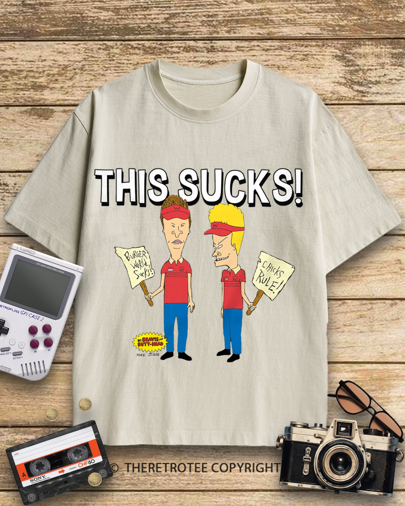 TheRetroTee Beavis and Butthead This Sucks! 1990s Cotton T-Shirt