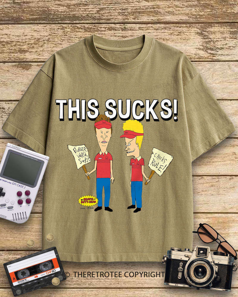 TheRetroTee Beavis and Butthead This Sucks! 1990s Cotton T-Shirt