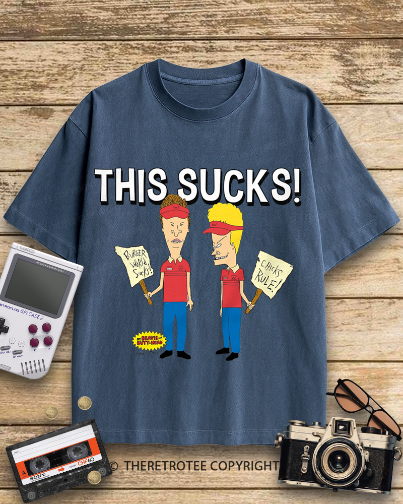 TheRetroTee Beavis and Butthead This Sucks! 1990s Cotton T-Shirt