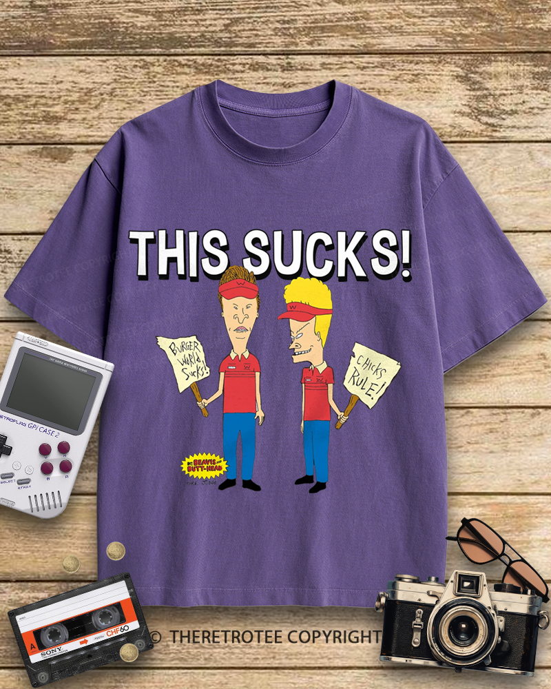 TheRetroTee Beavis and Butthead This Sucks! 1990s Cotton T-Shirt