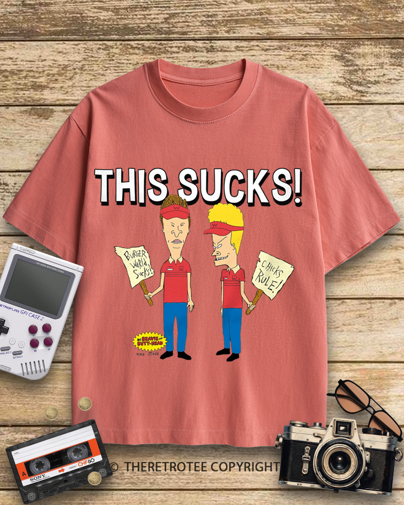 TheRetroTee Beavis and Butthead This Sucks! 1990s Cotton T-Shirt