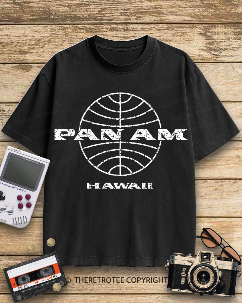 TheRetroTee Pan Am Globe 1960s Cotton T-Shirt