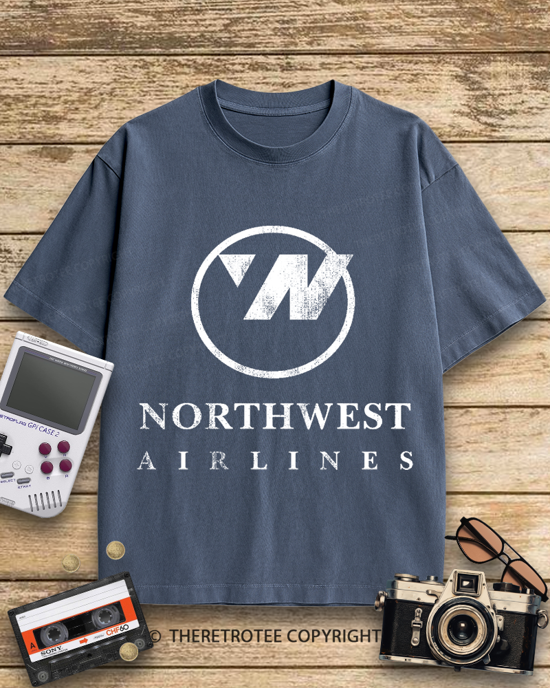 TheRetroTee Northwest Airlines Logo 1960s Cotton T-Shirt