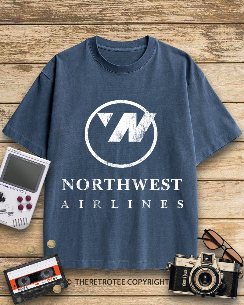 TheRetroTee Northwest Airlines Logo 1960s Cotton T-Shirt