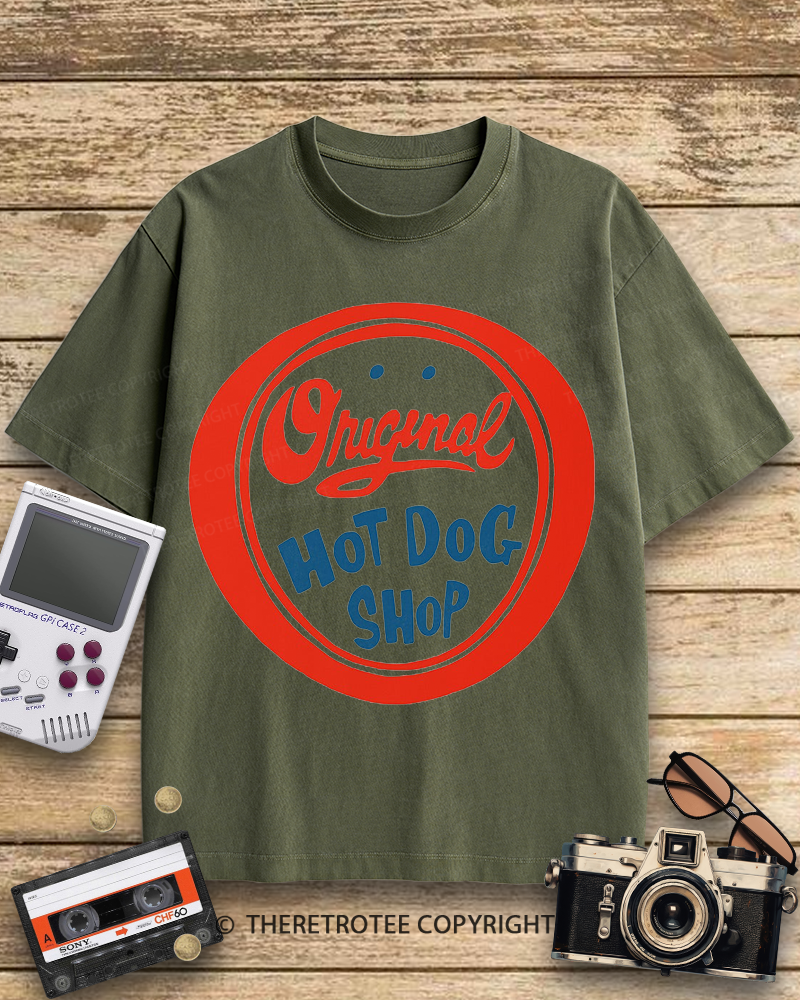 TheRetroTee Original Hot Dog Shop 1950s Cotton T-Shirt
