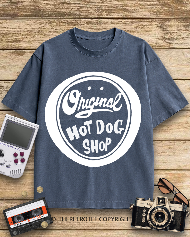 TheRetroTee Original Hot Dog Shop 1950s Cotton T-Shirt
