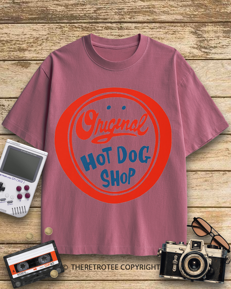 TheRetroTee Original Hot Dog Shop 1950s Cotton T-Shirt