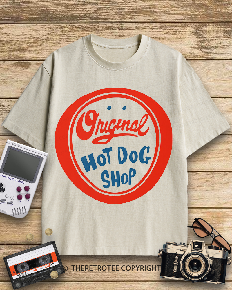 TheRetroTee Original Hot Dog Shop 1950s Cotton T-Shirt