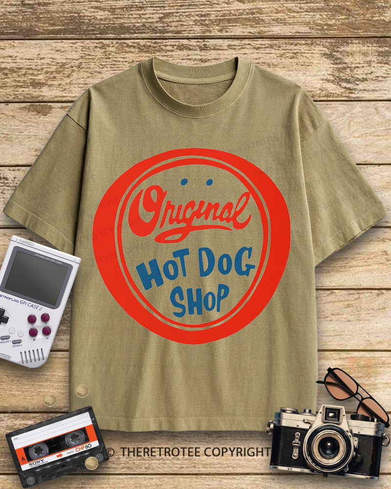 TheRetroTee Original Hot Dog Shop 1950s Cotton T-Shirt
