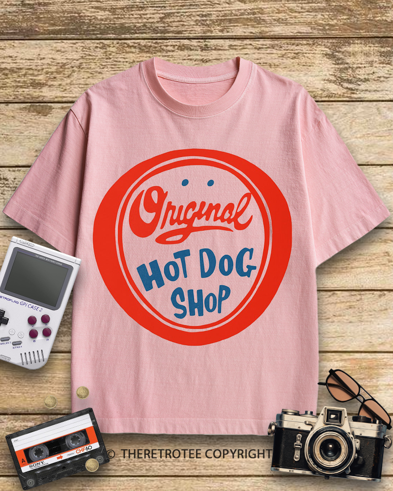 TheRetroTee Original Hot Dog Shop 1950s Cotton T-Shirt