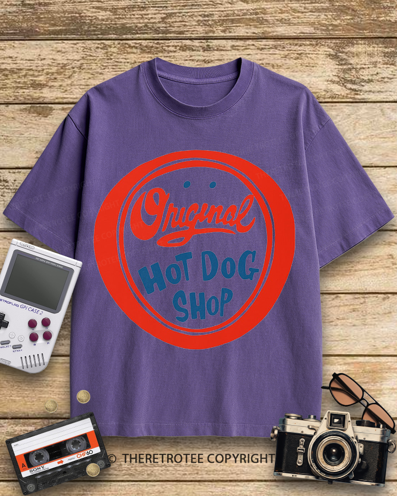 TheRetroTee Original Hot Dog Shop 1950s Cotton T-Shirt
