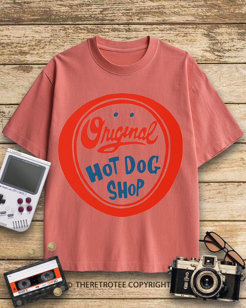 TheRetroTee Original Hot Dog Shop 1950s Cotton T-Shirt