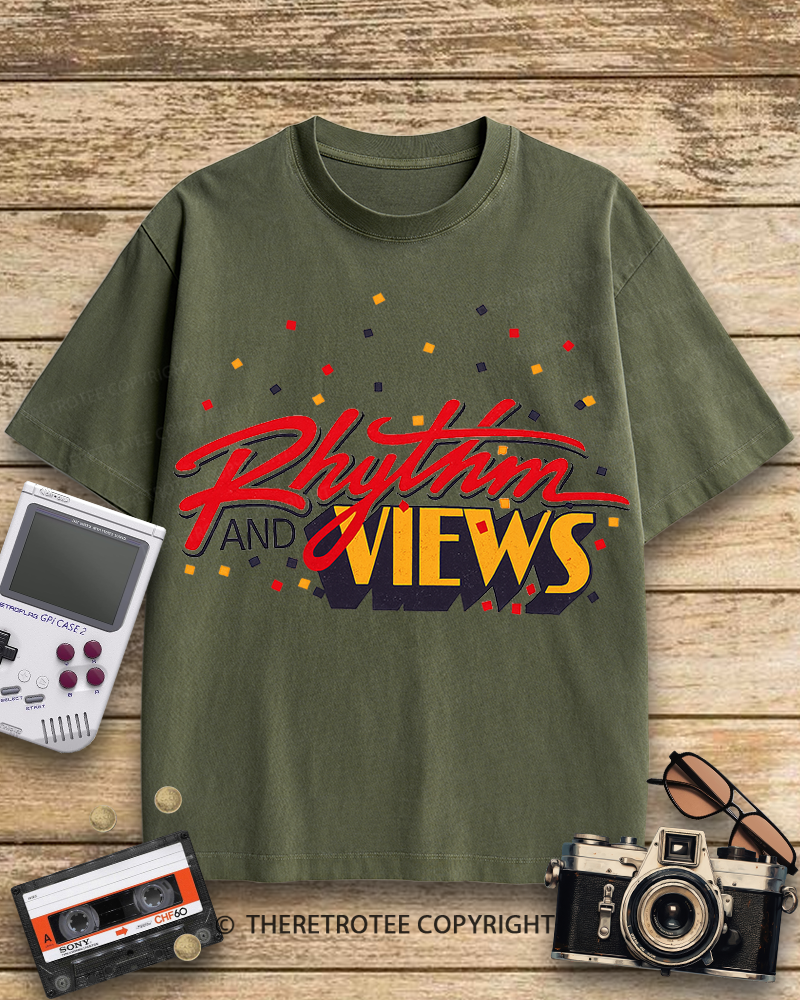 TheRetroTee Rhythm And Views Graphic 1980s Cotton T-Shirt