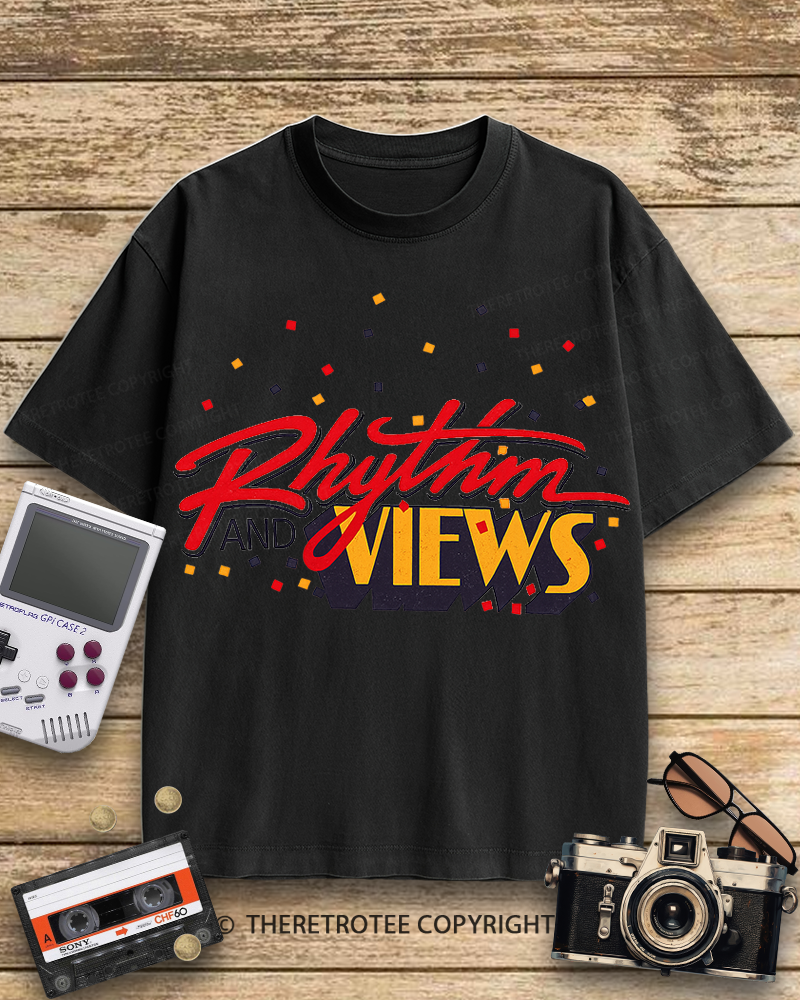 TheRetroTee Rhythm And Views Graphic 1980s Cotton T-Shirt