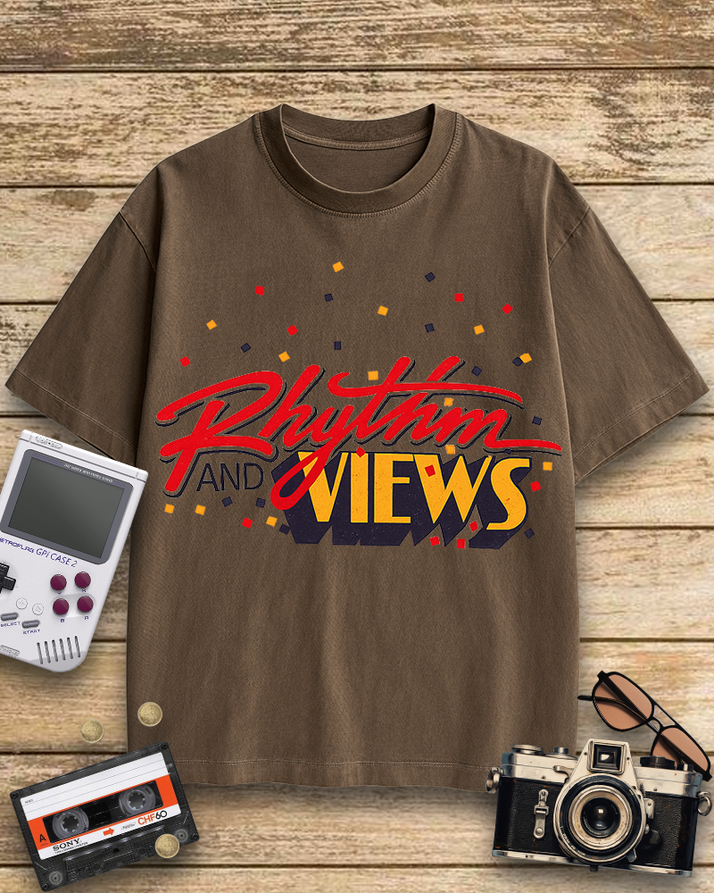 TheRetroTee Rhythm And Views Graphic 1980s Cotton T-Shirt