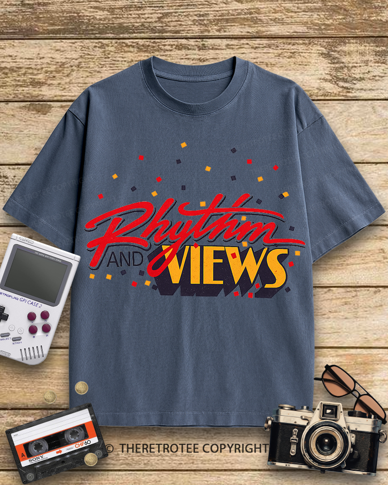 TheRetroTee Rhythm And Views Graphic 1980s Cotton T-Shirt