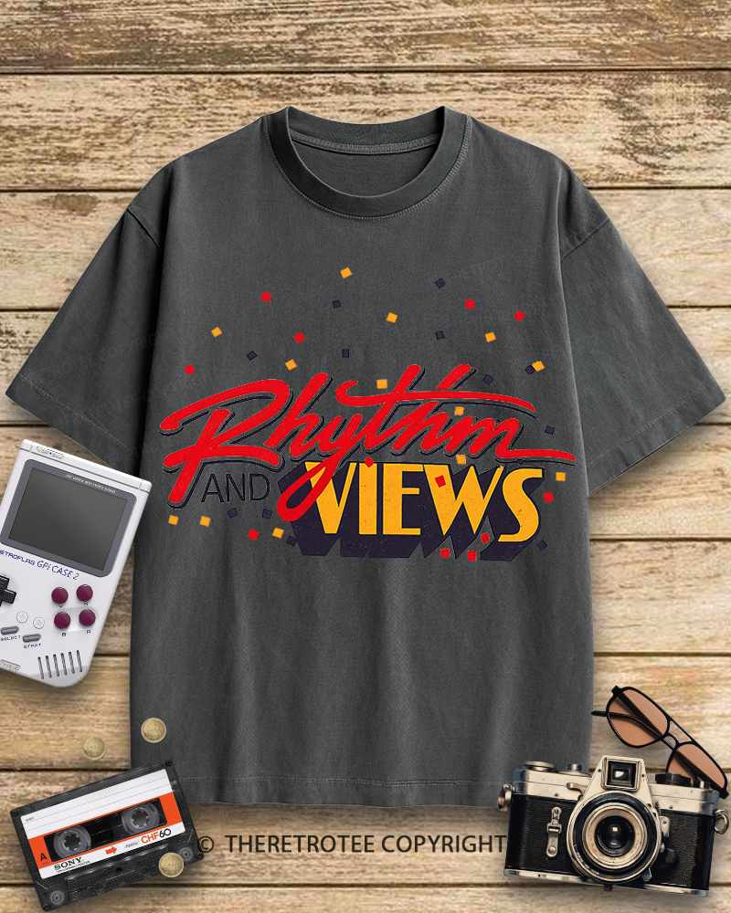 TheRetroTee Rhythm And Views Graphic 1980s Cotton T-Shirt