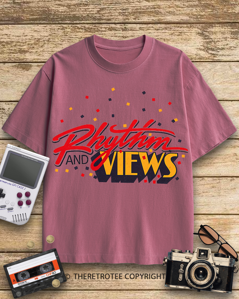 TheRetroTee Rhythm And Views Graphic 1980s Cotton T-Shirt