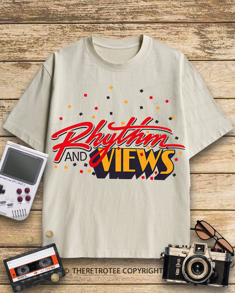 TheRetroTee Rhythm And Views Graphic 1980s Cotton T-Shirt