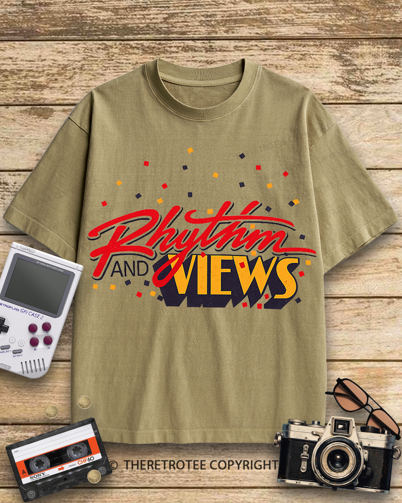 TheRetroTee Rhythm And Views Graphic 1980s Cotton T-Shirt