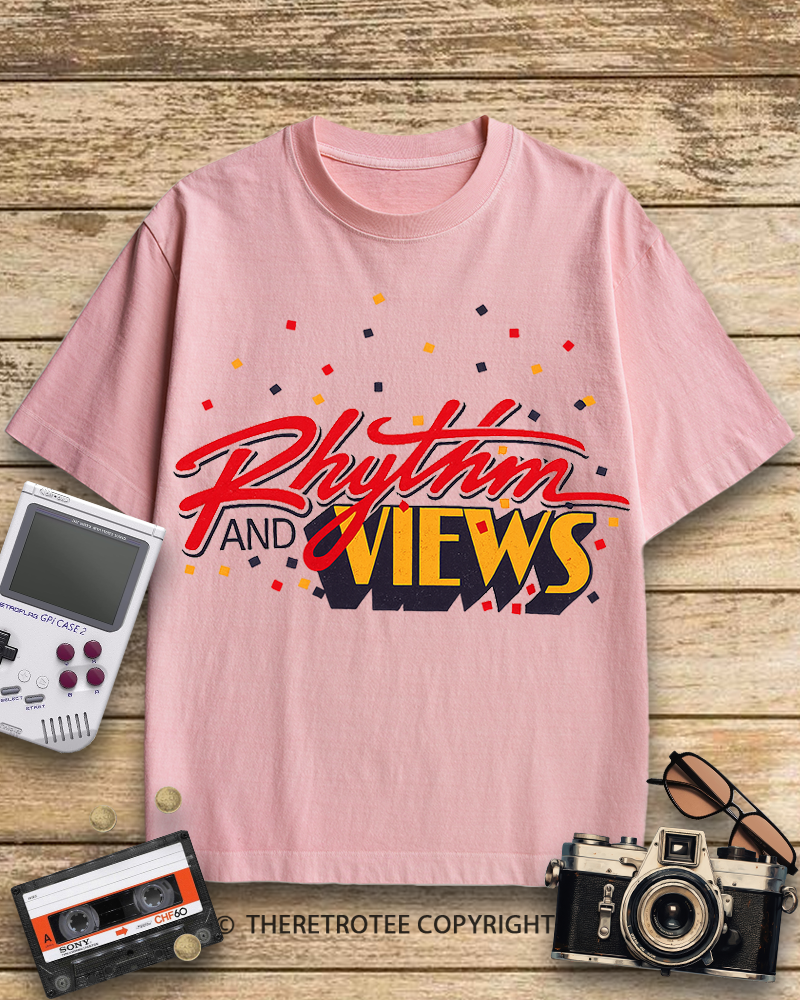 TheRetroTee Rhythm And Views Graphic 1980s Cotton T-Shirt