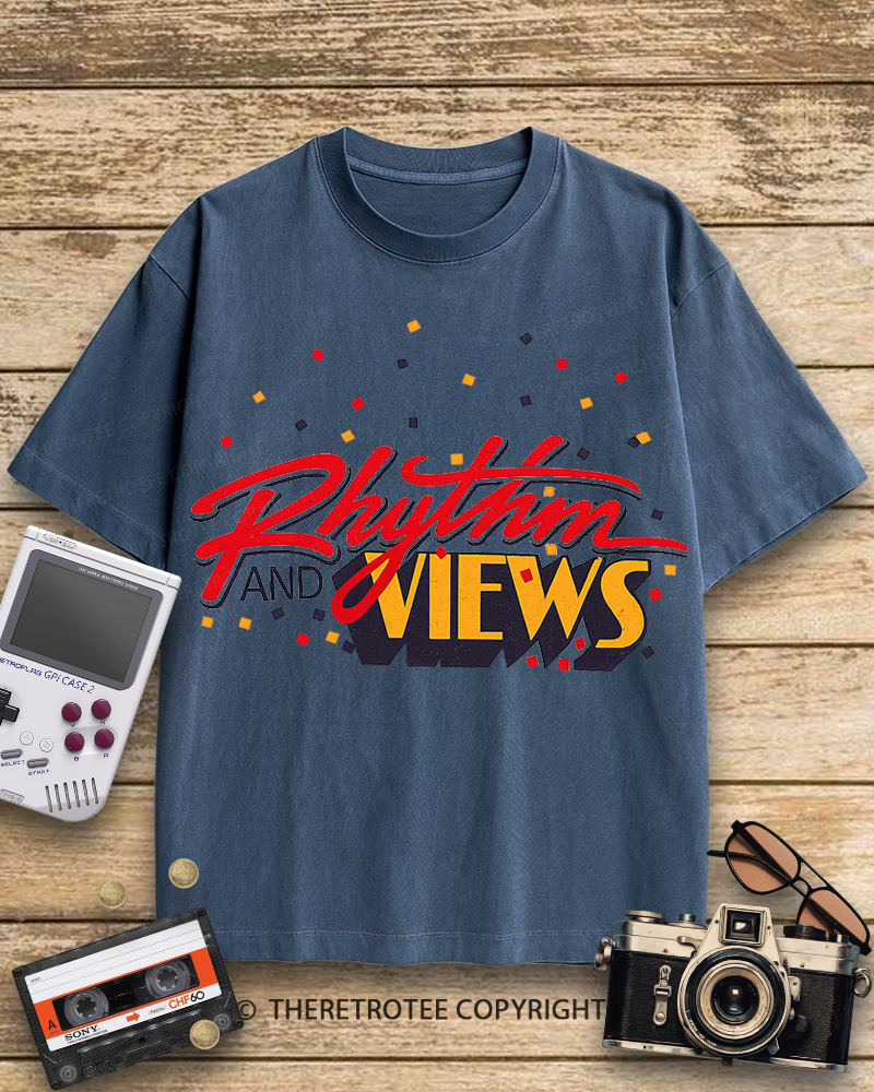 TheRetroTee Rhythm And Views Graphic 1980s Cotton T-Shirt