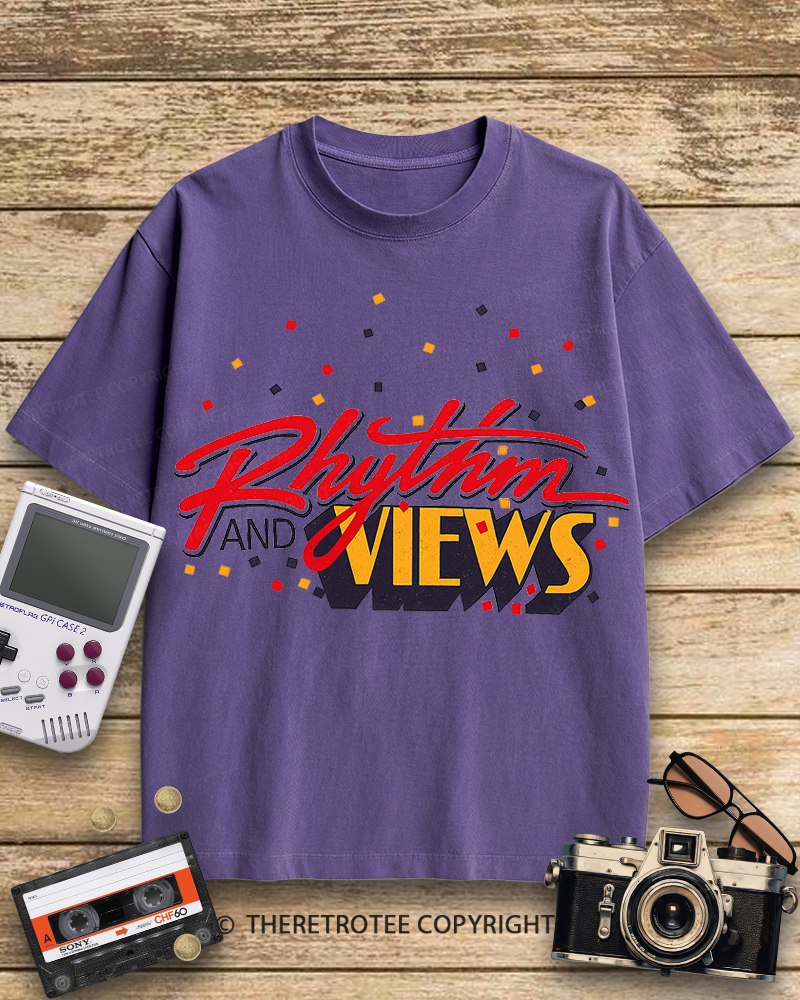 TheRetroTee Rhythm And Views Graphic 1980s Cotton T-Shirt