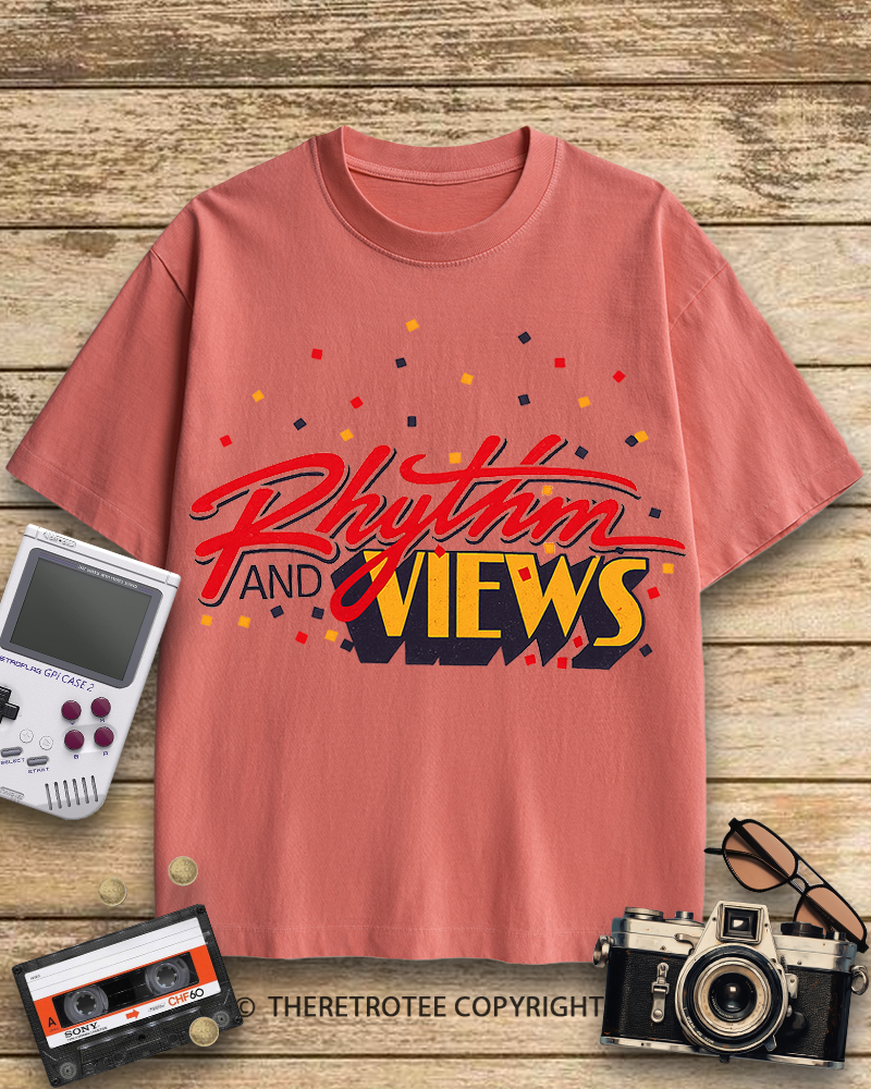 TheRetroTee Rhythm And Views Graphic 1980s Cotton T-Shirt